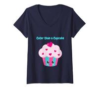 Donna T-Shirt più Carina di Un Cupcake Maglietta con Collo a V