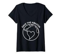 Donna T-Shirt Save The Amazon Maglietta con Collo a V