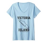 Donna T-Shirt Souvenir Stile Collegiale Victoria Island Bold Maglietta con Collo a V