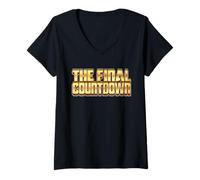 Donna t-shirt the final countdown rock tee shirt Maglietta con Collo a V