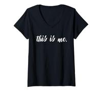 Donna T-Shirt This is Me, Script Unapologetic Maglietta con Collo a V