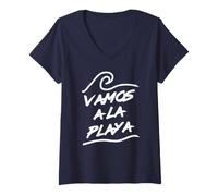 Donna T-Shirt Vamos à la Playa Maglietta con Collo a V