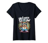 Donna T-shirts hip hop rap wu Yo Check the Flow Maglietta con Collo a V