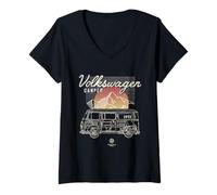 Donna T2 Camper Montagna Cervino Maglietta con Collo a V