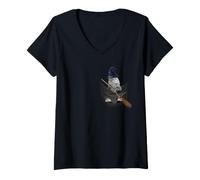 Donna Tabby Cat in The Pocket Witch Hat Halloween Maglietta con Collo a V