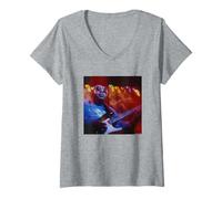 Donna Tabby Thomas Blues Guitar Hoodoo Party di Michael Grecco Maglietta con Collo a V