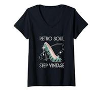 Donna Tacchi Alti Retro Soul Step Vintage Nostalgia Amanti della Moda Maglietta con Collo a V