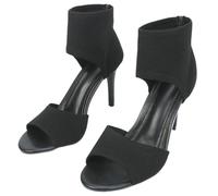 Donna Tacco alto, Donna Punta aperta Tacco Fine Una parola Fibbia a torre Sandali con tacco 3.1 pollici Casual Nero Bianco Serpentina Sandali eleganti per Tempo libero,Feste,Lavoro,Incontri Matrimonio