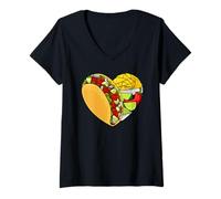 Donna Taco a Forma di Cuore Love of Mexican Food Design Maglietta con Collo a V