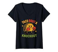 Donna Taco Bout A Knockout Divertente Boxe Taco T Maglietta con Collo a V