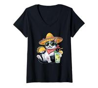 Donna Taco Cat - Cibo Messicano per Amanti dei Taco Cinco de Mayo Maglietta con Collo a V
