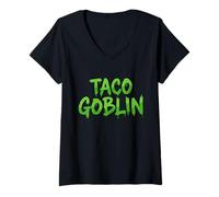 Donna Taco Goblin Cucina Tradizionale Messicana I Migliori Tacos Shell Maglietta con Collo a V