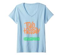 Donna Taco Tuesday Champion Graffiti Style Foodie Bold Taco Lovers Maglietta con Collo a V