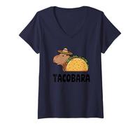 Donna Tacobara Capybara Sombrero Taco Love Maglietta con Collo a V