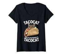 Donna Tacocat Spelled Backwards è Taco Cat Maglietta con Collo a V