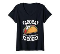 Donna Tacocat Spelled Backwards è Taco Cat Maglietta con Collo a V
