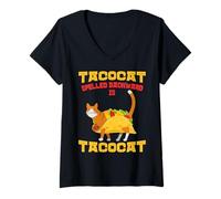 Donna Tacocat Spelled Backwards è Tacocat Cinco de Mayo Maglietta con Collo a V