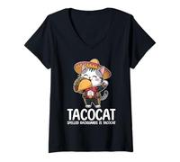 Donna Tacocat Spelled Backwards is Tacocat Cat And Taco Lover Maglietta con Collo a V