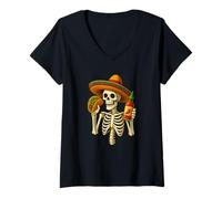 Donna Tacos Halloween Mexican Food Halloween Tacos Chef Skeleton Maglietta con Collo a V