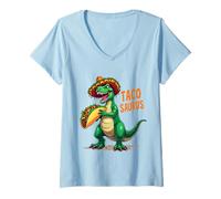 Donna Tacosaurus Cinco de Mayo T-Rex Sombrero Divertente Taco Amanti Maglietta con Collo a V