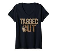 Donna Tagged out Stagione di Caccia Hunter Design Maglietta con Collo a V
