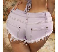 Donna Tagliati Vita Bassa Micro Jeans Pantaloncini Shorts Mini Festa Spiaggia