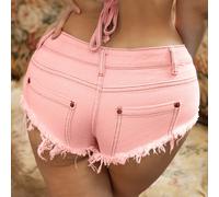 Donna Tagliati Vita Bassa Micro Jeans Pantaloncini Shorts Mini Festa Spiaggia