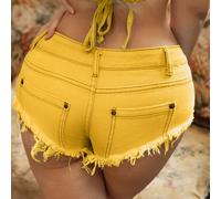 Donna Tagliati Vita Bassa Micro Jeans Pantaloncini Shorts Mini Festa Spiaggia