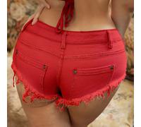 Donna Tagliati Vita Bassa Micro Jeans Pantaloncini Shorts Mini Festa Spiaggia
