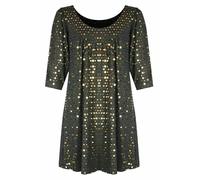 Donna Taglie Forti 3/4 Grembiule Manica Tunica Gitano Lucido Strass Top a Pois