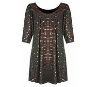 Donna Taglie Forti 3/4 Grembiule Manica Tunica Gitano Lucido Strass Top a Pois