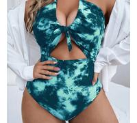 Donna Taglie Forti Stampa Marmo one piece Canotta Collo Costume