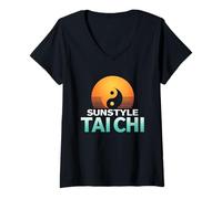 Donna Tai Chi in Stile Sole Maglietta con Collo a V