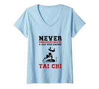 Donna Tai Chi/Mai Sottovalutare Un papà Che Conosce Tai Chi! Maglietta con Collo a V