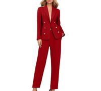 Donna Tailleur Pantalone Business Curvy Completo Blazer Elegante Formale Tinta Unita Blazer E Pantaloni Maniche Lunghe con Tasche Tailleur Outfits Taglie Forti Moda Ufficio Giacche da Abito