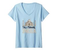 Donna Taj Mahal India Souvenir Donne Uomini Indiano Souvenir Maglietta con Collo a V