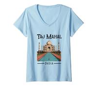 Donna Taj Mahal India Souvenir Donne Uomini Indiano Souvenir Maglietta con Collo a V