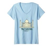 Donna Taj Mahal India Souvenir Donne Uomini Indiano Souvenir Maglietta con Collo a V