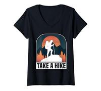 Donna Take a Hike Funny Nature Hiking Trail Adventure Gift Maglietta con Collo a V