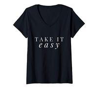 Donna Take It Easy Maglietta con Collo a V