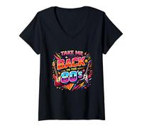 Donna Take Me Back To The 80s Fun Throwback Party Costume Anni '80 Maglietta con Collo a V