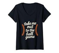 Donna Take Me out To The Ball Game Retro Baseball Laces Baseball Maglietta con Collo a V