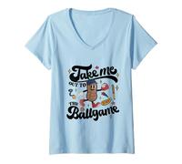 Donna Take Me Out To The Ball Gioco Divertente Baseball Maglietta con Collo a V