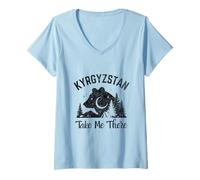 Donna Take Me Travel Vacanze Kirghizistan Viaggi Maglietta con Collo a V