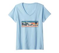 Donna Take The Lead! Vintage Scouting Hiking 90s Vibe Logo Maglietta con Collo a V