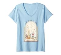 Donna Tale As Old As Time Rose Candela e Libro Maglietta con Collo a V
