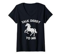 Donna Talk Derby To Me Divertente Equitazione Equitazione #25D1A Maglietta con Collo a V