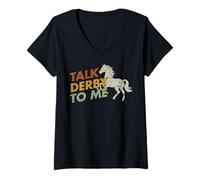 Donna Talk Derby To Me Divertente Equitazione Equitazione #25D1B Maglietta con Collo a V