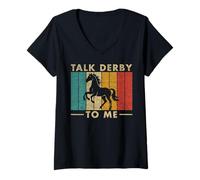 Donna Talk Derby To Me Divertente Equitazione Equitazione #25D1E Maglietta con Collo a V