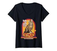 Donna Talk to Your Cat Sarcastic Retro Vintage Funny Adult Humor Maglietta con Collo a V